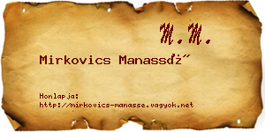 Mirkovics Manassé névjegykártya